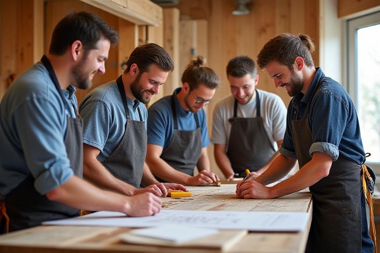 Gilded Timber team proudly working in their Winnipeg workshop