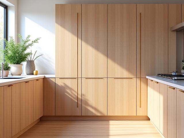 Custom built kitchen cabinets made from sustainable oak