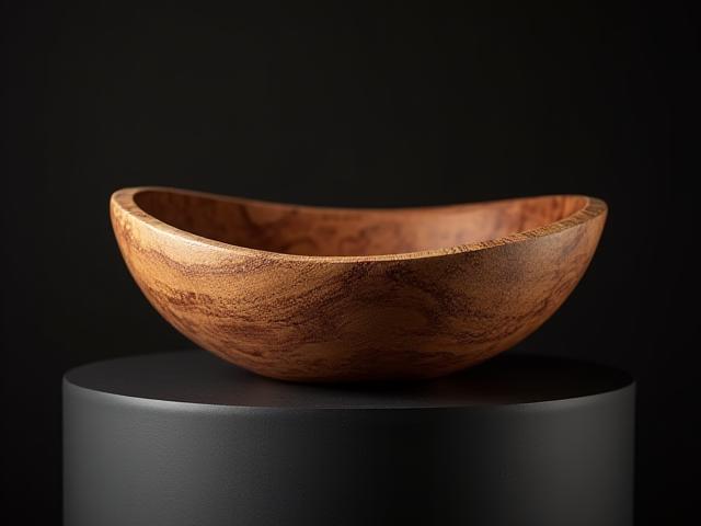 A beautifully shaped, smooth wooden bowl, showcasing the art of woodturning.